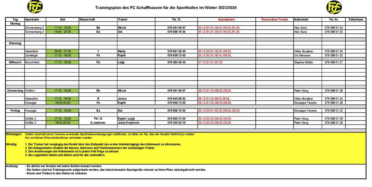 Hallentraining FCS Winter 23 24